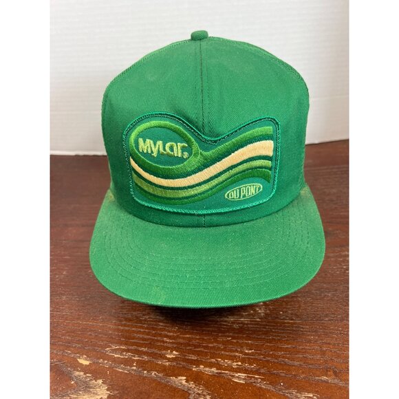 Vintage Mylar By DuPont Green Snapback Trucker Hat X3 - Picture 1 of 4